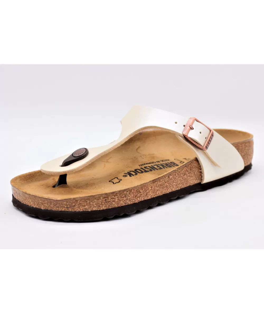 Women birkenstock Mules- Gizeh Birko Graceful Pearl White