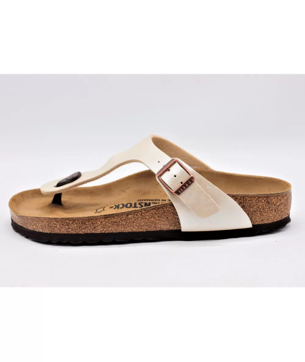 Women birkenstock Mules- Gizeh Birko Graceful Pearl White