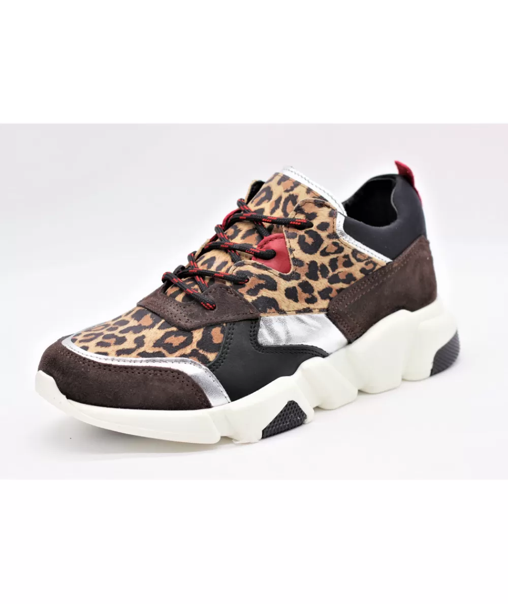 Women reqins Sneakers- Andrew Mix Leo / Camel