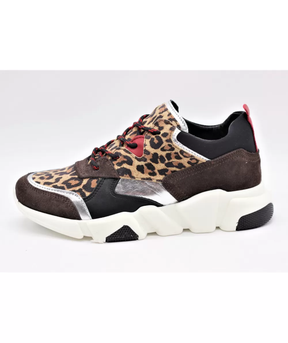 Women reqins Sneakers- Andrew Mix Leo / Camel