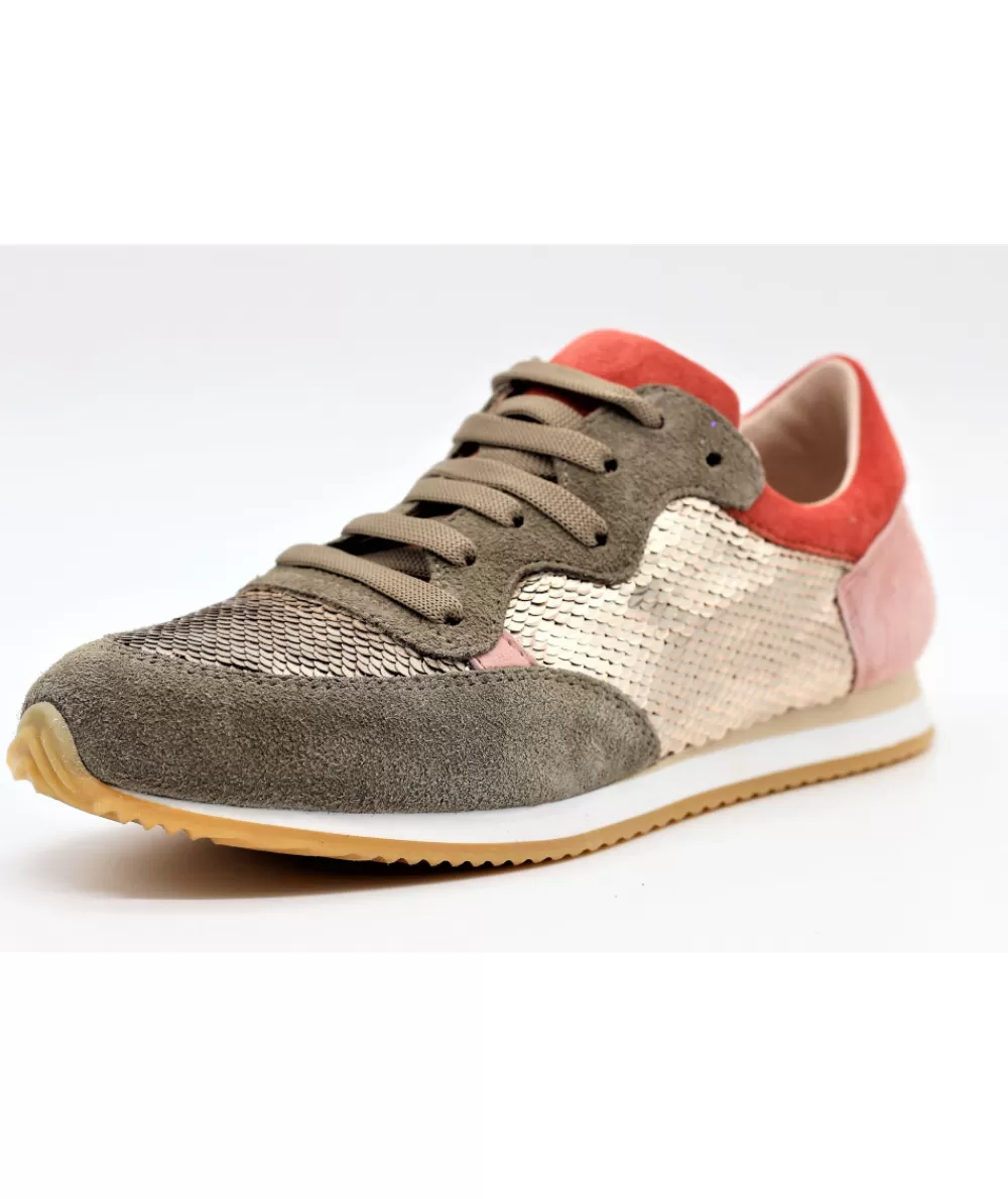 Women reqins Sneakers- Elvis Mix Seqins - Olive / Pink