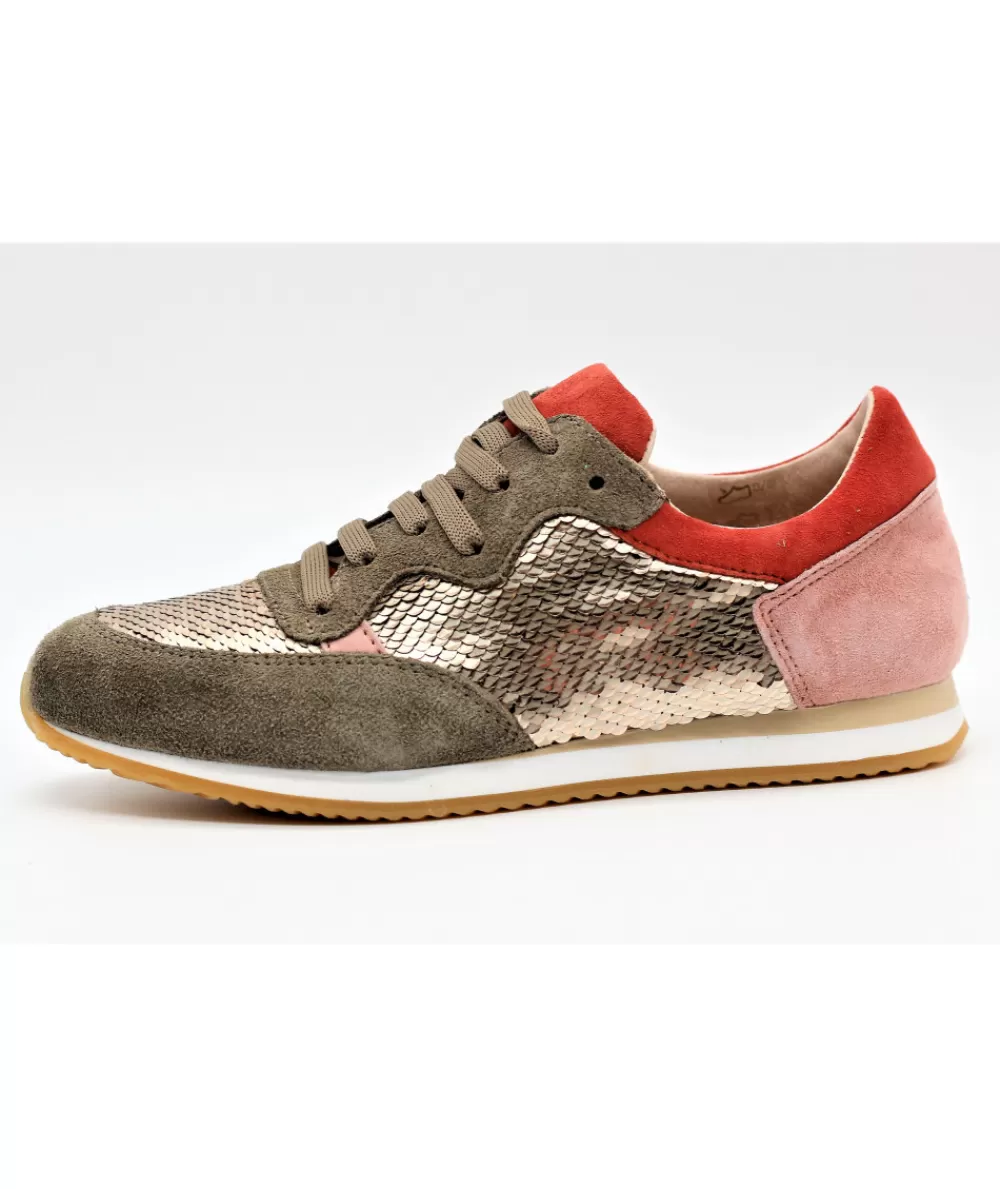 Women reqins Sneakers- Elvis Mix Seqins - Olive / Pink